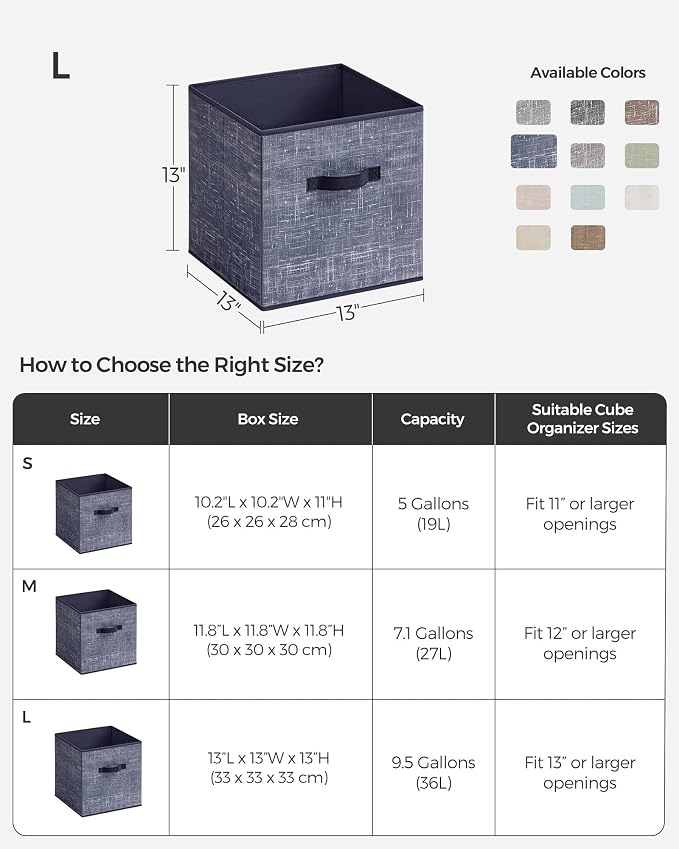 SONGMICS Storage Cubes, 13-Inch Foldable Closet Organizers | Non-Woven Fabric - Image 4