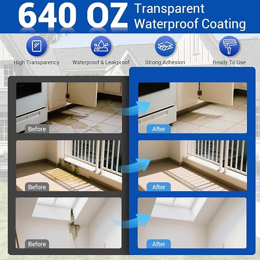 Transparent Waterproof Coating, 5 Gallon Clear Anti Leakage Sealant | Invisible - Image 2
