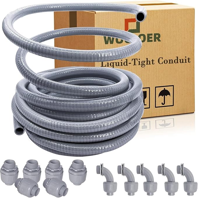 1/2 inch 100Ft Liquid-Tight Conduit Kit, Flexible Non Metallic Electrical by Wocloer