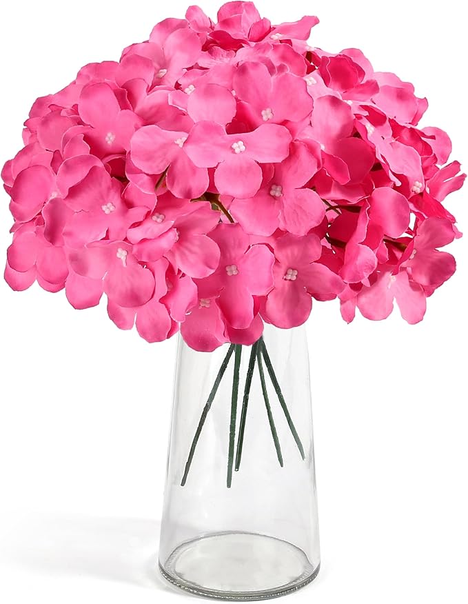 Auihiay 64Pcs Hydrangea Artificial Flowers, Rose Red Artificial Flowers | Silk - Image 2