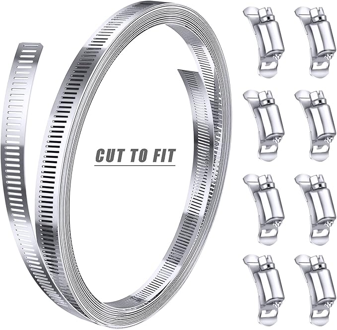 Stainless Steel Worm Gear Hose Clamp Assortment Kit, Cut-To-Fit | DIY 12FT - Image 6