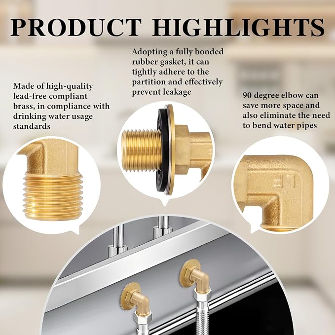 Wall Mount Commercial Faucet Installation kit, Brass 90 dergee backsplash Mount - Image 4