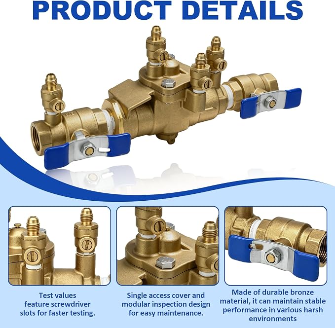 3/4" 009M3-QT Backflow Preventer Reduced Pressure Zone Assembly | RPZ Check - Image 4