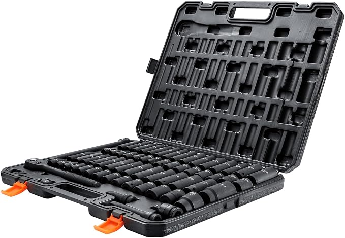 VEVOR 1/2" Drive Impact Socket Set 65 Piece, 3/8" to 1-1/4" and 10-24mm | SAE - Image 9