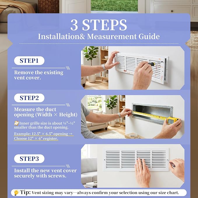 Fancat 12x6 Duct Opening | Steel Return Air Grille | Vent Cover Grill - Image 6