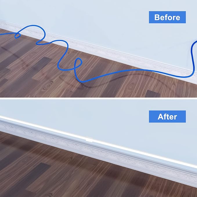 Yecaye 250in Cord Hider, Small Wall Cord Covers, W0.59in H0.4in, Cable Raceway - Image 6