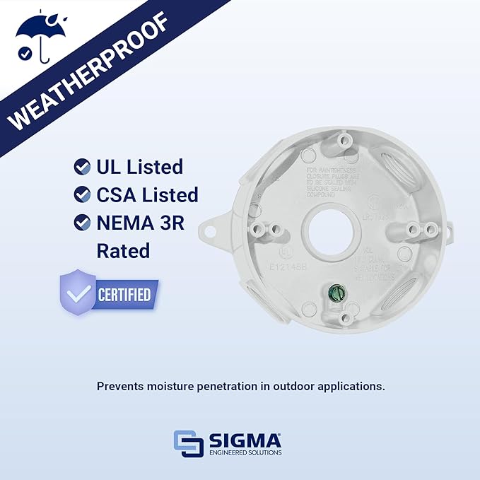 SIGMA ENGINEERED SOLUTIONS 143854 Round Metal Electrical Outlet Box, - Image 2