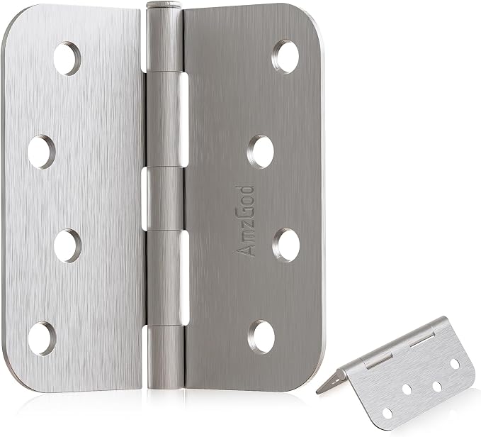 4 Inch Exterior Door Hinges Brushed Nickel 3 Pack - Image 9