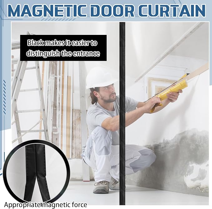 Preboun 3 Sets Magnetic Dust Barrier Zipper Door Kit 4' x 7.5' Construction - Image 3