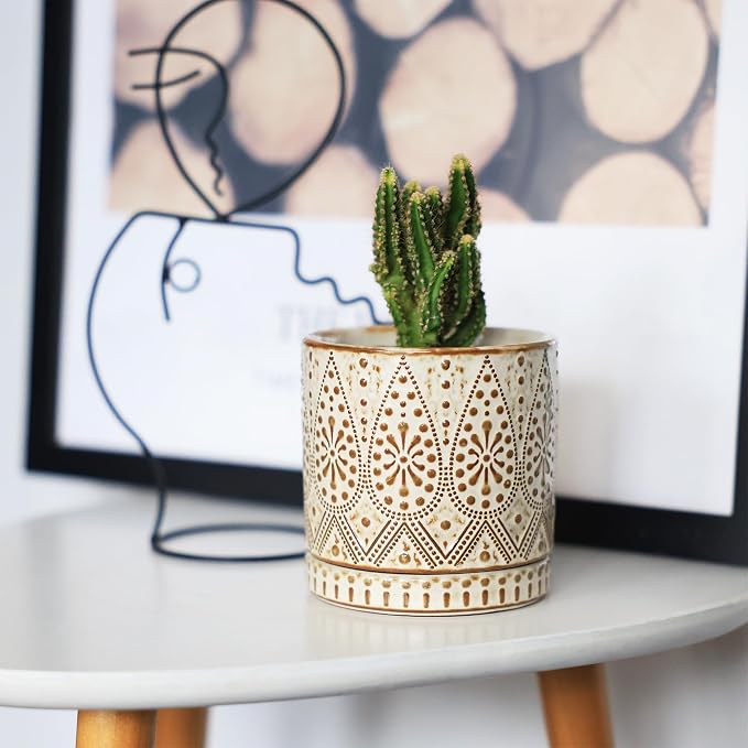 Gepege Ceramic Succulent Pots, 4 Inch Small Plant Pots - Image 7