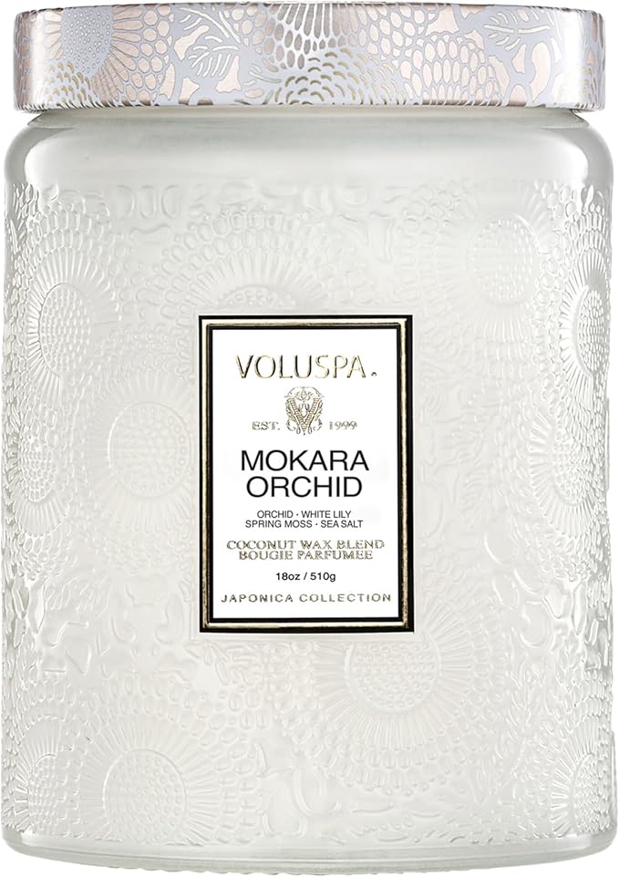 Voluspa Mokara Orchid Large Scented Candle Jar 18 Oz, 100 Hr Burn | Vegan by Unknown