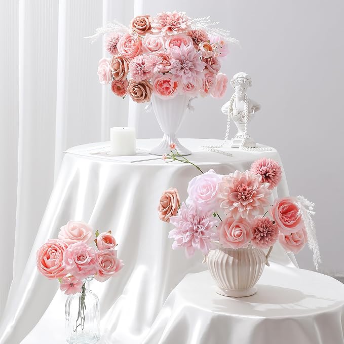 Artificial Flowers Fake Rose Flowers Dahlia - Image 4