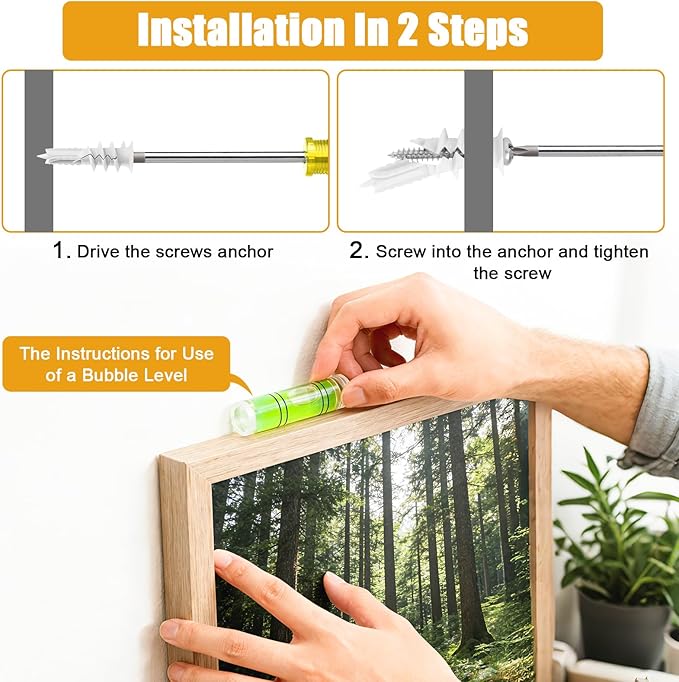 #8 Self Drilling Drywall Anchors and Screws, Heavy Duty Dry Wall Anchors Holds - Image 2