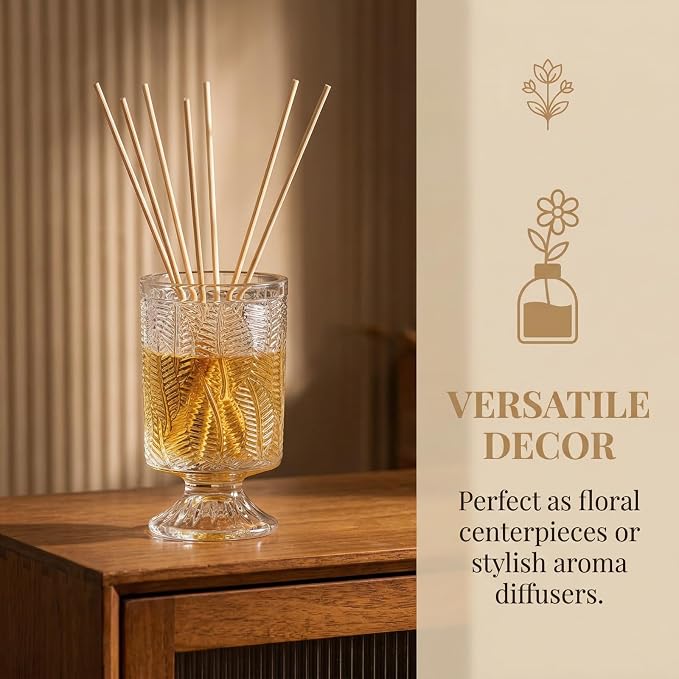 Pumtus 3 Pack Flower Vases for Centerpieces, Vintage Glass Pedestal Vase Set - Image 4