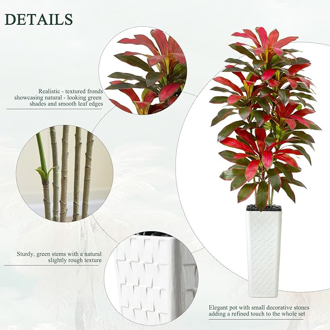 Artificial Red Dracaena Tree Indoor, 7FT Tall Fake Floor Plants - Image 5