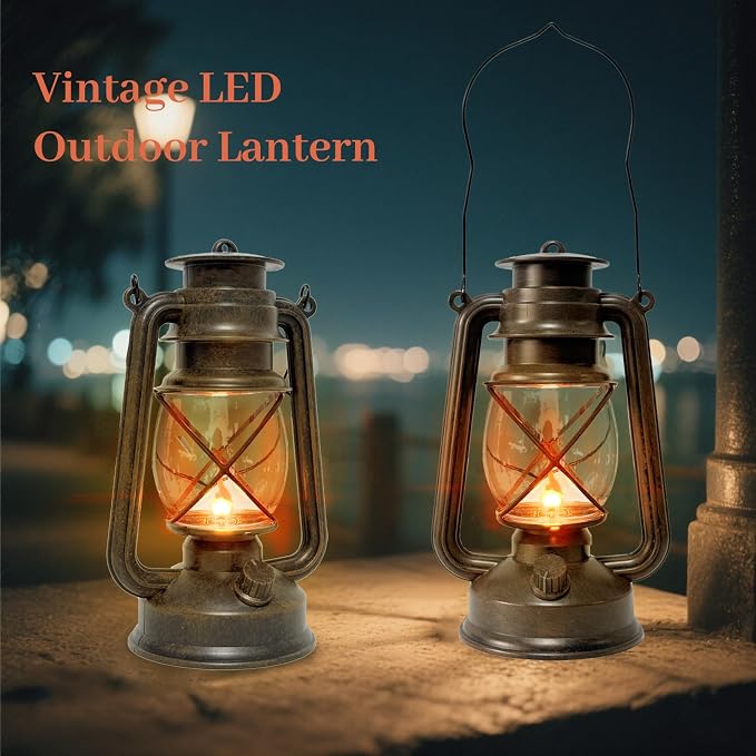 2 Pack LED Vintage Lantern Battery Powered Lanterns - Image 9