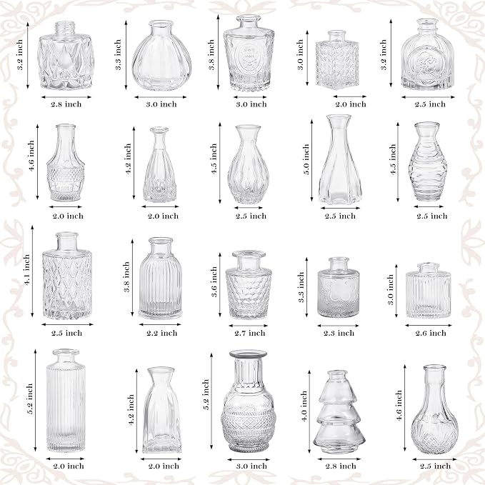 20 Pcs Clear Glass Bud Vases, Small Vintage Bud Vase Set - Image 7
