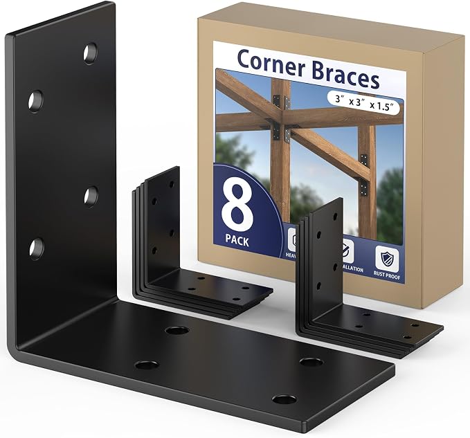 3 Inch Heavy Duty L Brackets for Wood, Galvanized Corner Braces, and posts; - Image 8