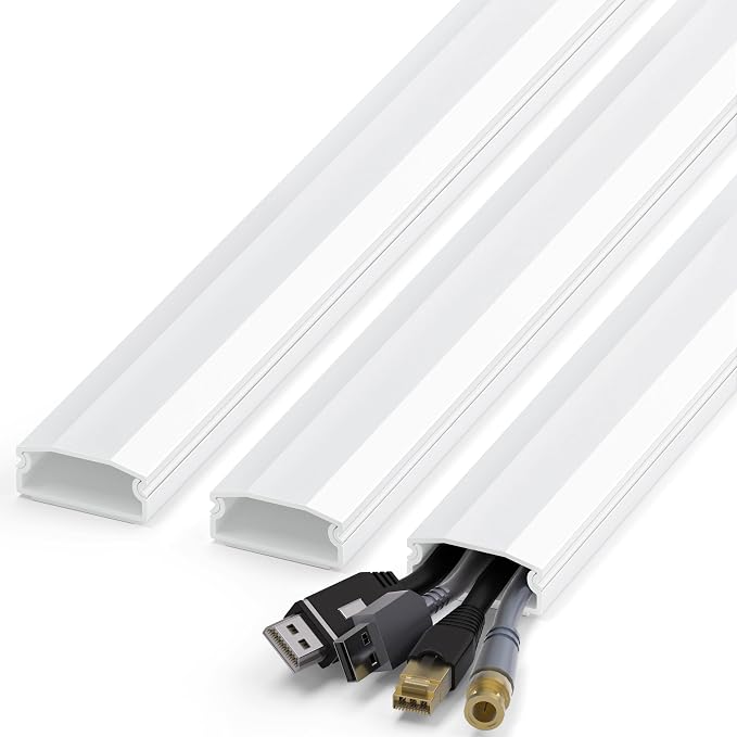 TV Cord Hider, Self Adhesive 44in Cable Raceway Kit, Holds Up to 4 Cables | by YCLYC