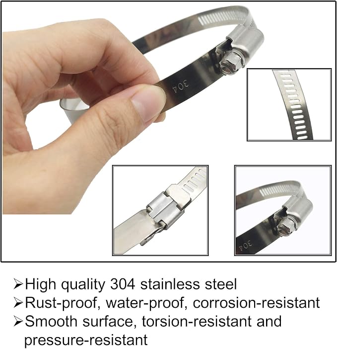 8Pcs 3" Adjustable 304 Stainless Steel Duct Clamps Hose Clamp Pipe Clamp Air - Image 2