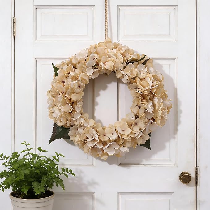 Kimura's Cabin 6pcs Hydrangea Artificiales Flowers Faux Hydrangeas, Cream | - Image 9