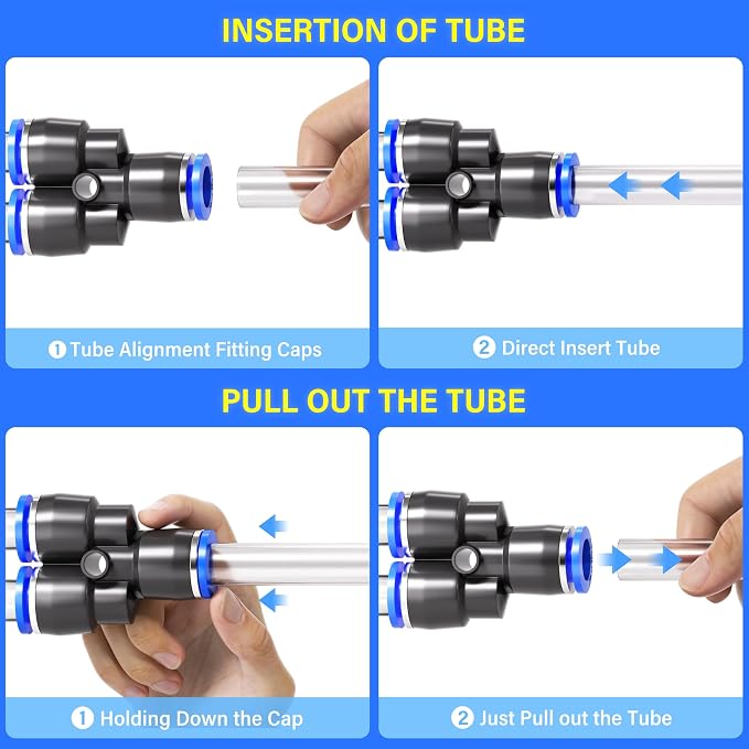 TAILONZ 12mm Push to Connect Fitting Splitters+Elbows+Tees+Straight 8pcs | - Image 6