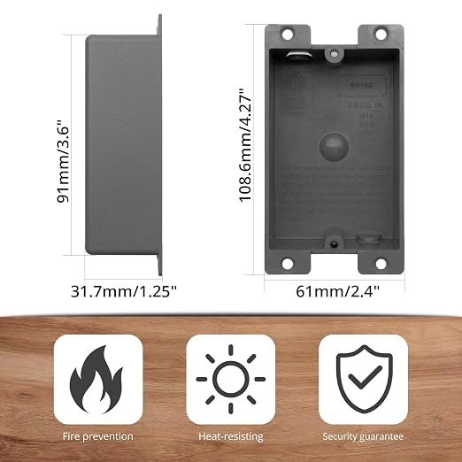 HXH 1-Gang Shallow Electrical Outlet Box, 8 Cubic Inch Old Work Remodel Box | - Image 2