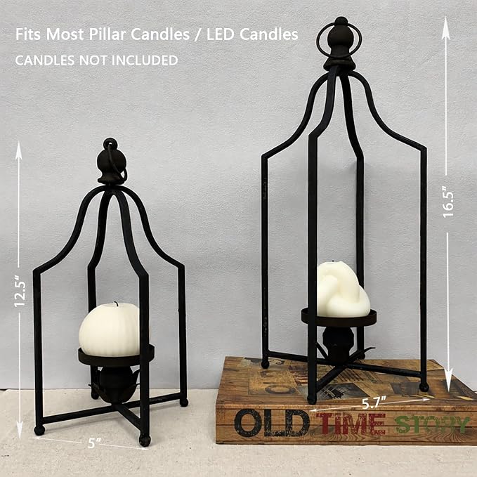 12.5" & 16.5" Timeless Cozy Decorative Lanterns Set of 2, Handcrafted Metal - Image 6