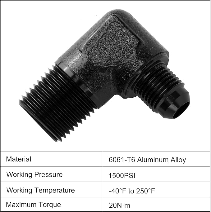 EVIL ENERGY 6AN to 1/2" NPT Male 90 Degree Fitting Adapter Aluminum 2PCS - Image 3