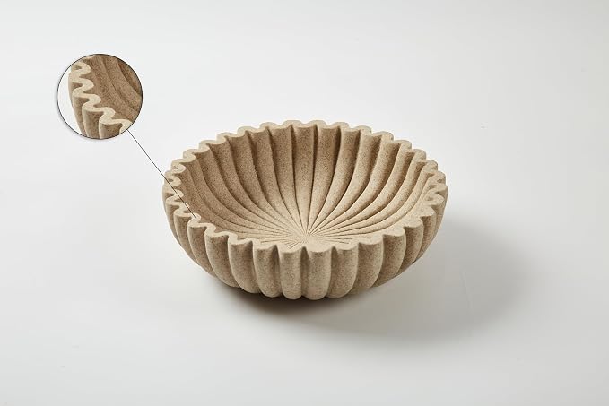 Ruffle Decor Large Decorative Bowl, fruit bowl kitchen stone bowl, bowl decor - Image 7