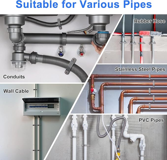 1-1/2 Inch PVC Pipe Strap, 2-Holes Conduit Pipe Clamps Plastic Pipe Supports - Image 6