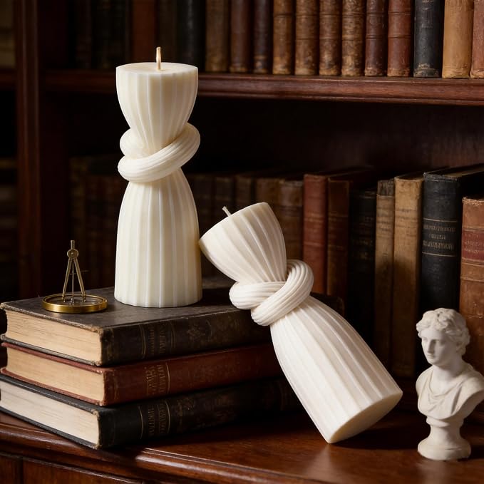 2 PCS Nordic Knot Pillar Candle Handmade Pillar Scented Soy Wax, room & Table - Image 9