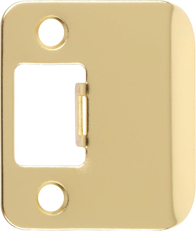 Round Corner Extended Lip Strike Plate, 2-1/4" x 1-1/2", Polished Brass by StoneHarborHardware