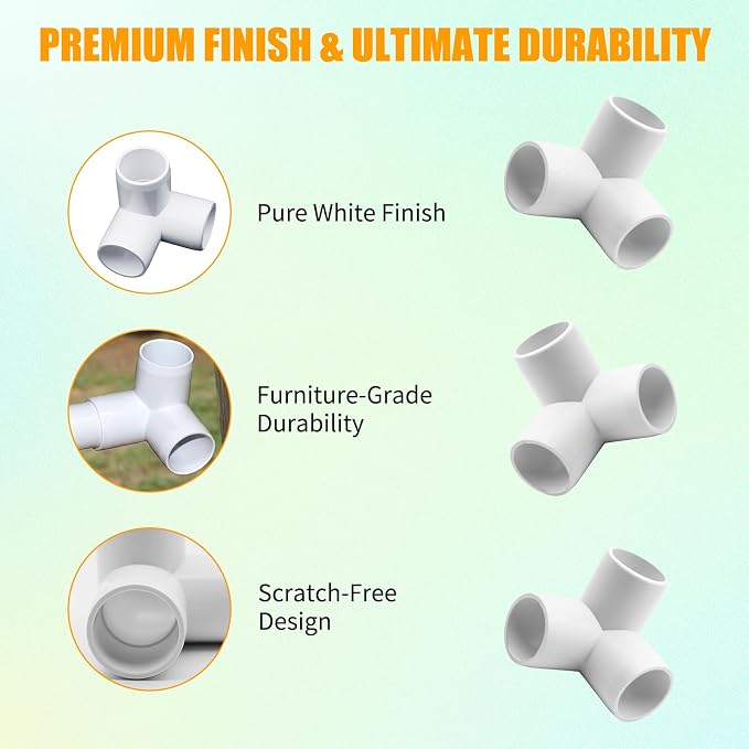 1" PVC Fittings 3 Way, Heavy Duty Furniture Grade Elbow Connector - Image 3