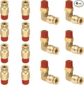 1/4" Tube x 1/8" NPT Male Straight & Elbow Brass Air Fittings Kit, 8 Straight + by BOERAY