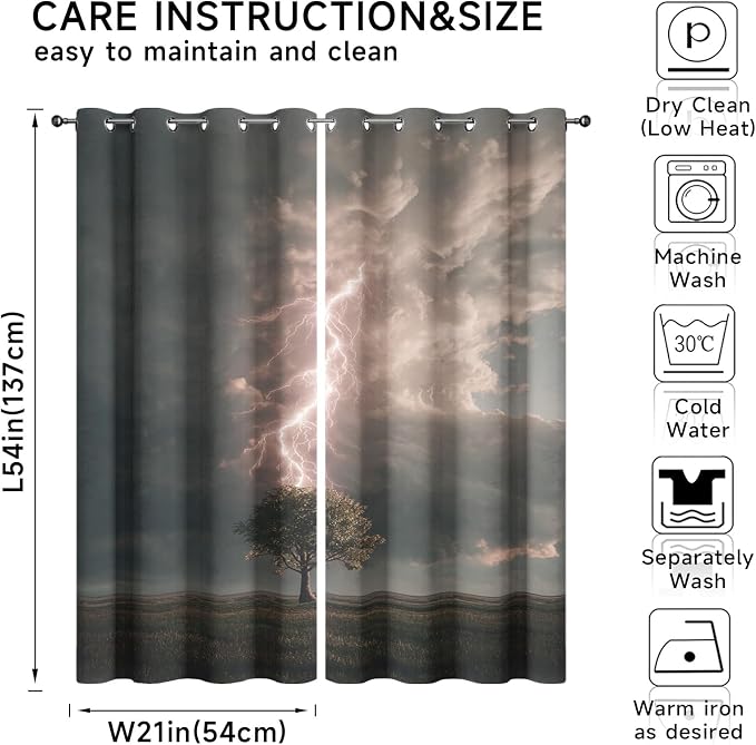 Lightning Blackout Curtains 96 Inches Long, Lone Tree Curtains - Image 7