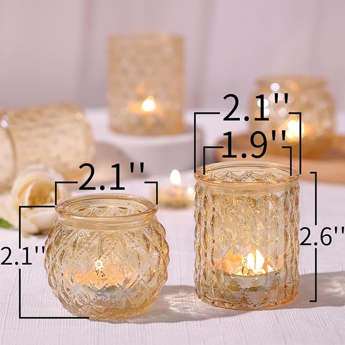 NITIME 36 Pcs Assorted Gold Votive Candle Holders, Tea Light Candle Holder Glass - Image 2