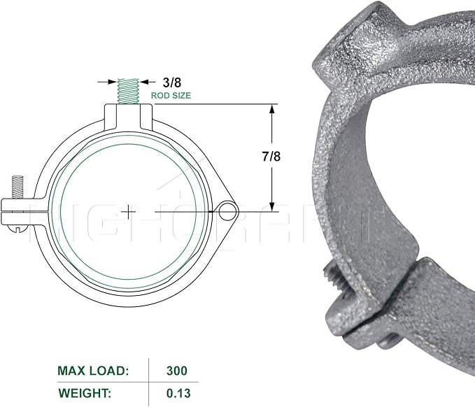HIGHCRAFT HINGG-12-10 Industrial Decor Hinged Split Ring Pipe Hanger 1/2 in. - Image 7