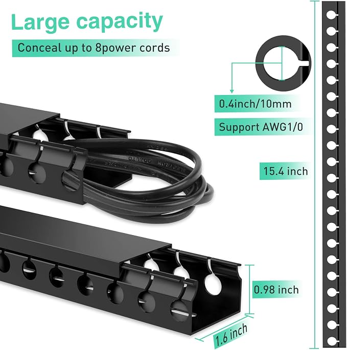 ENONCI Cable Raceway 154in Wire Covers Under Desk Cable Management 10-Pack | - Image 3