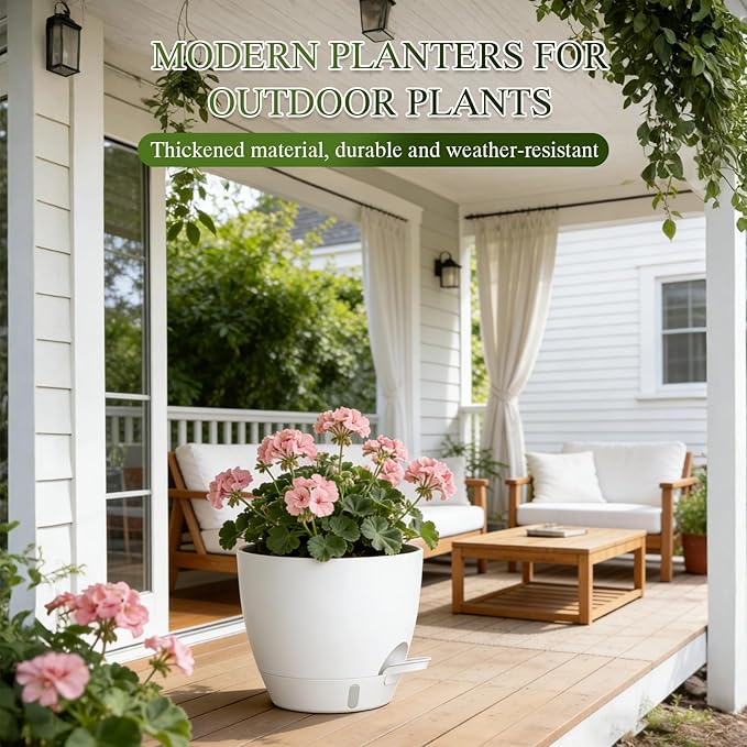 Self Watering Pots with Drainage Holes, 2 Pack 10 Inch Plant Pots with Water - Image 6