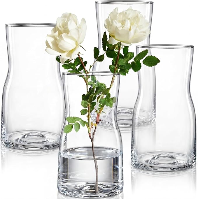Elsjoy 4 Pack 7 Inch Clear Glass Vases by Elsjoy