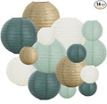 BEISHIDA Sage Green Gold Paper Lanterns 16Pcs 6/8/10Inch Round Chinese Lamp | by Beishida