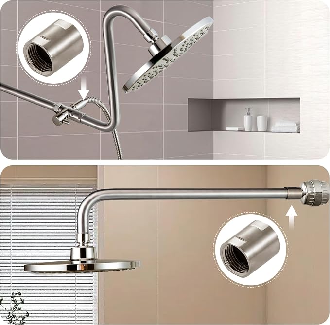 OFFO Shower Pipe Fitting, Brass Converter Adapter, G1/2 x G1/2 in Female Thread - Image 3