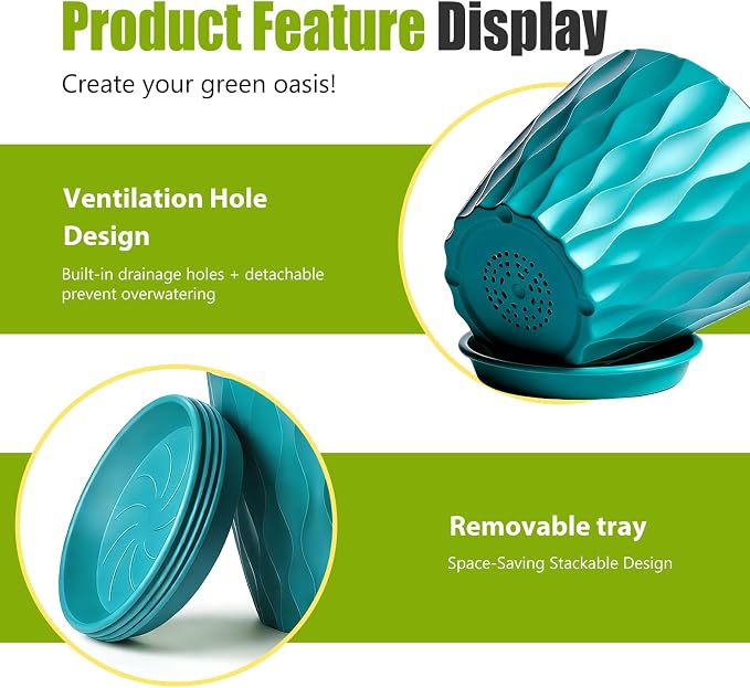8 Inch Plastic Plant Pots, Planters - Image 6