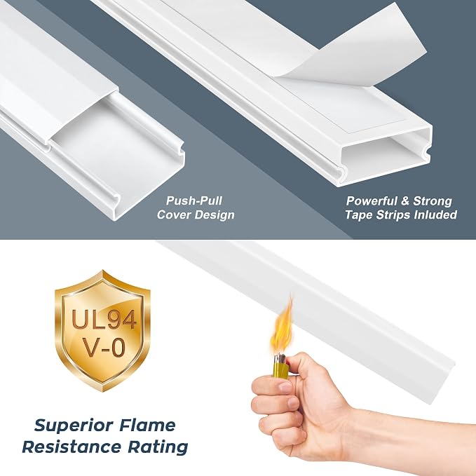 62.8in Beige Cord Hider for TV on Wall, Paintable Cord Cover Wall Kit | Wire - Image 5