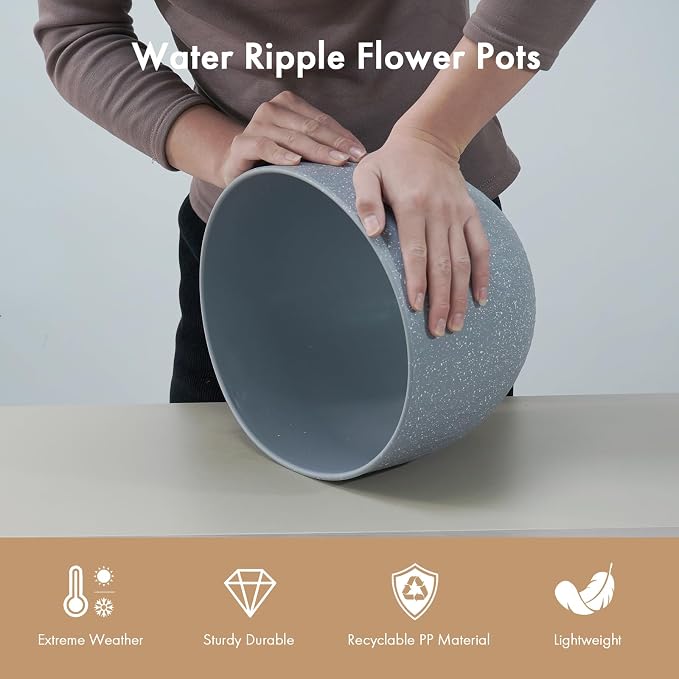 WSMKSZ 12 Inch Wide Water Ripples Flower Pots - Image 4