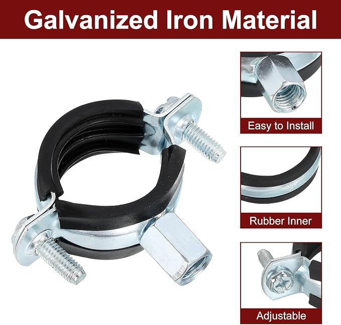 uxcell 20 Pcs Adjustable Pipe Bracket Clamp, 1-1/4" Wall Ceiling Mount Split - Image 4