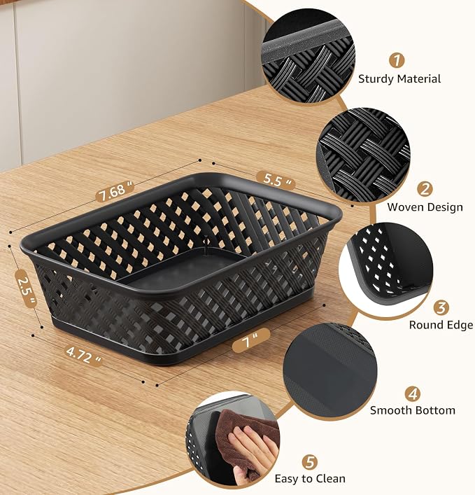 MaxGear 3 Pack Plastic Storage Baskets, Suitable - Image 2