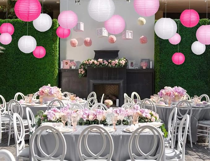 24pcs Hanging Round Paper Lanterns - Image 3