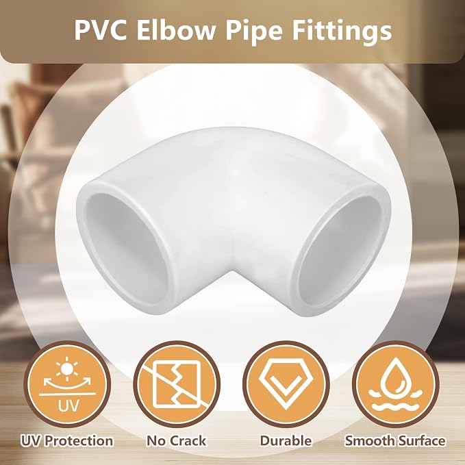 LESSO 10 Pack 3/4" 90 Degree PVC Elbow Fittings, 2-Way Angle Connectors | PVC - Image 3
